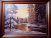 41 картина маслом красивый зимний пейзаж речка лодка домик лес художник Салават Гильманшин
